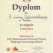 Przejdź do - Sukces IV LO w XXV Rejonowych Mistrzostwach Pierwszej Pomocy PCK